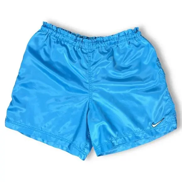 Vintage Nike Shorts OG Big Swoosh 90s Blue Windbreaker Running XS 26 - Picture 1 of 10